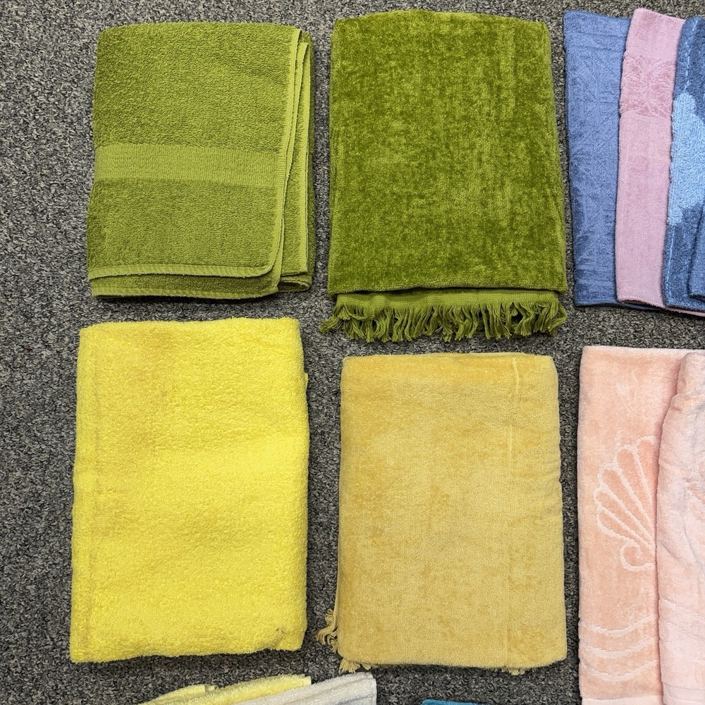 20 Vintage Towels Lot Retro MCM USA Fingertip Hand Bath Towel Wash Cloth - Picture 4 of 9